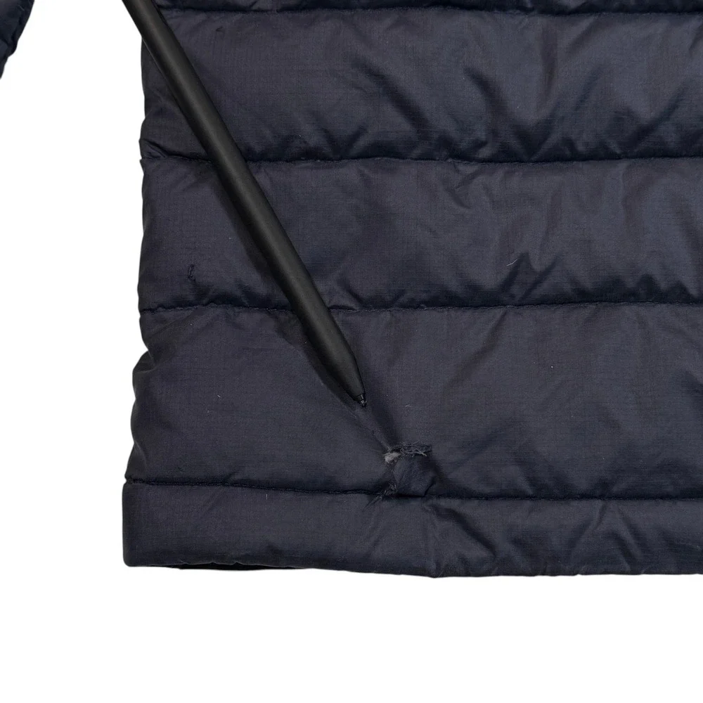 Patagonia Kids Down Sweater Jacket Navy Blue Red Full Zip Puffer Size M 10 Youth